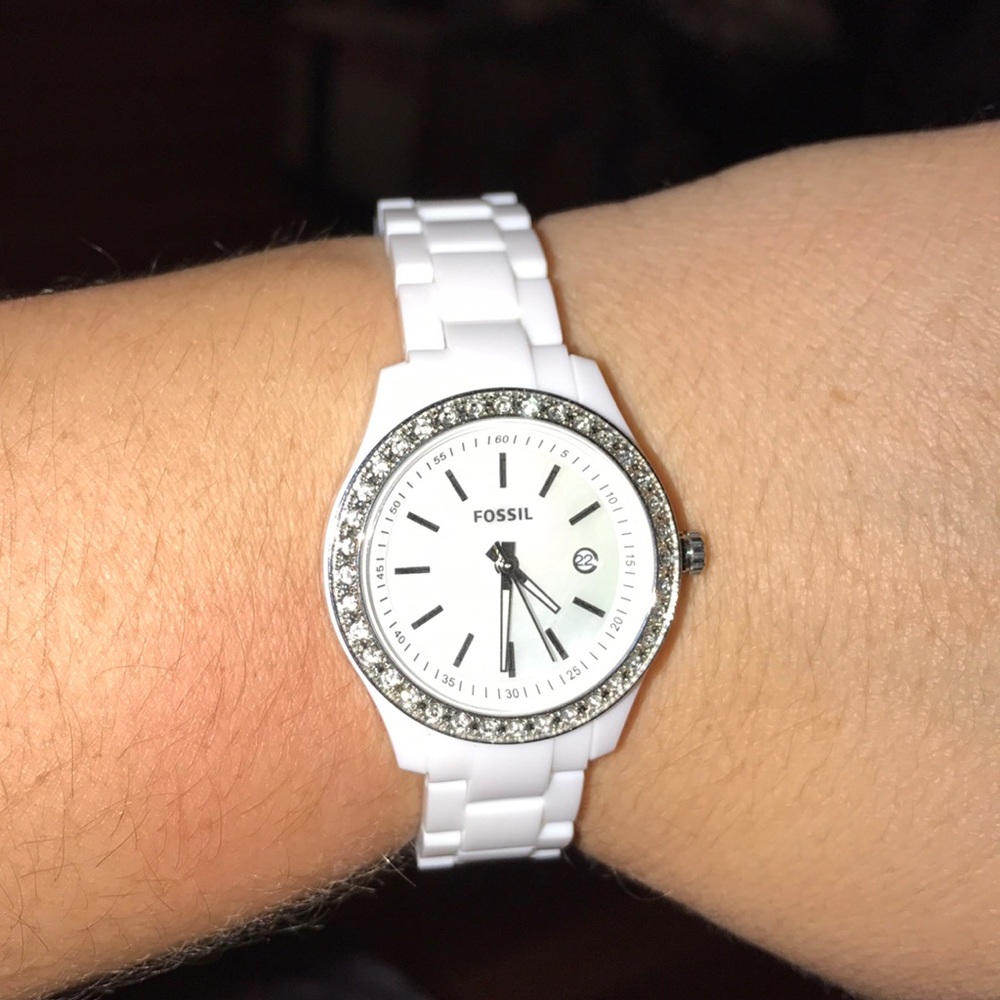 White Fossil Watch